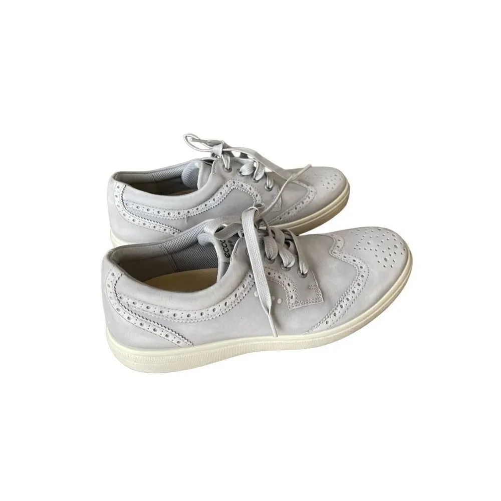Ecco Mens Gray Wingtip Casual Hybrid Lace Up Golf Sneaker Shoes Size 43